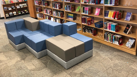 Modular Soft Seating 3Scape Bench installed in the library of  Viscount Alexander School in Winnipeg Manitoba Canada