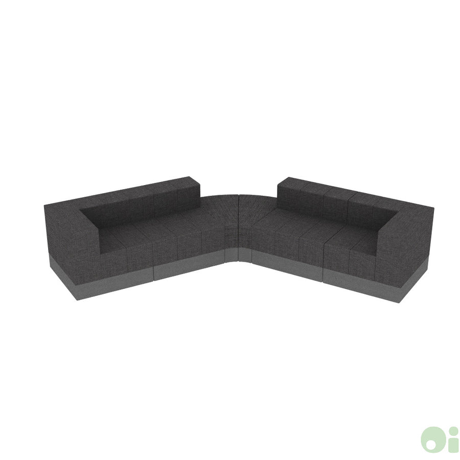5Scape Lounge Sectional in Silica Leather Pewter