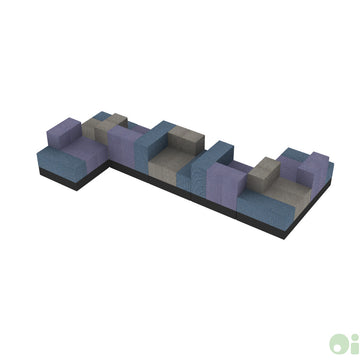 7Scape Learning Commons Sectional in Tidal & Forge & Myth w Black Base