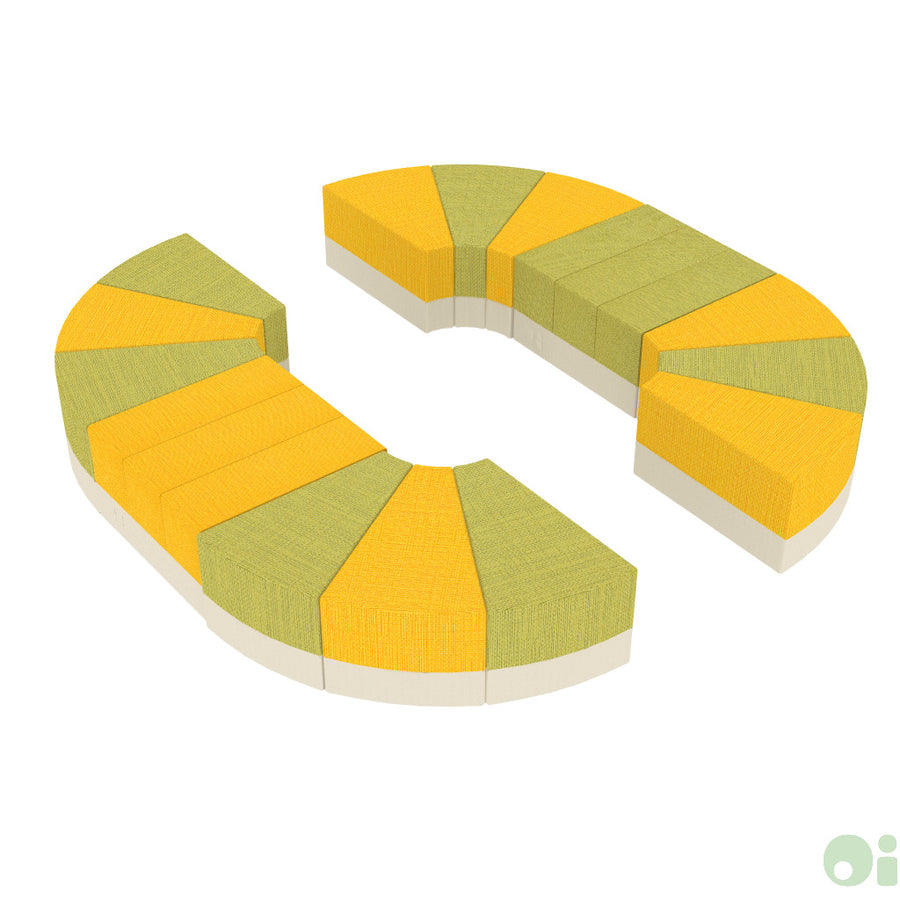 6Scape Semi-Circle Bench Layout in Sundance and Sprout